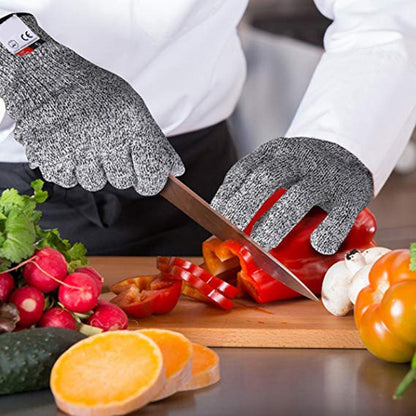 A Pair Cut-resistant Gardening Gloves HPPE Food-grade 5-Level Anti-cutting Anti-wear Safety Working Gloves, Size: XL, Length: 26cm, Size: XL/Black, Size: XL/White
