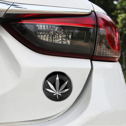 4 PCS Car-Styling Silver Leaves Pattern Metal Wheel Hub Decorative Sticker, Diameter: 5.8cm, Silver Leaves