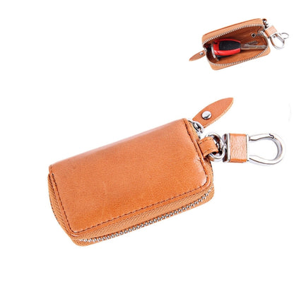 Universal Pure Cow Leather Waist Hanging Zipper Wallets Key Holder Bag (No Include Key), Key Holder Bag Brown