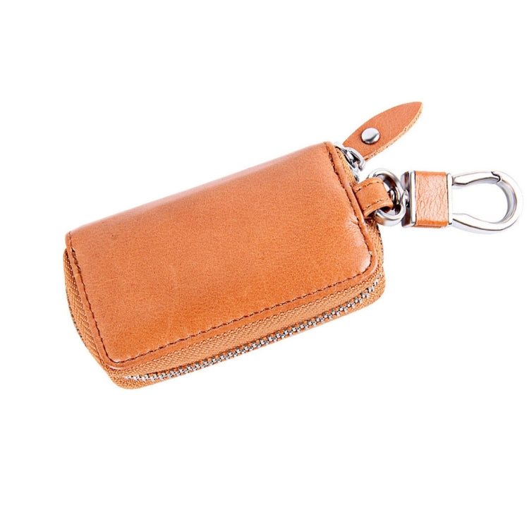 Universal Pure Cow Leather Waist Hanging Zipper Wallets Key Holder Bag (No Include Key), Key Holder Bag Brown