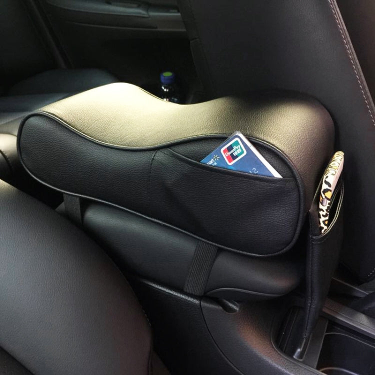 Universal Car PU Leather and Memory Foam Wrapped Armrest Box Car Armrest Box Mat with Phone Holder Storage Bag & Card Slot, with Card Slot (Beige), with Card Slot (Brown), with Card Slot (Black)