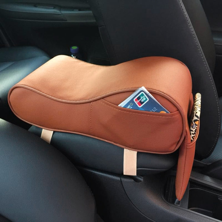 Universal Car PU Leather and Memory Foam Wrapped Armrest Box Car Armrest Box Mat with Phone Holder Storage Bag & Card Slot, with Card Slot (Beige), with Card Slot (Brown), with Card Slot (Black)