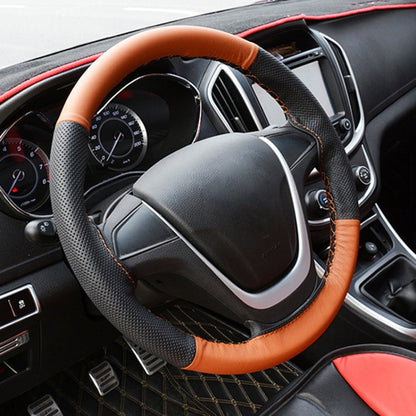 Four Seasons Genuine Leather Hand-stitched Car Adaptation Steering Wheel Cover