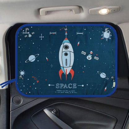 Car Large Rear Window Sunscreen Insulation Window Sunshade Cover, Size: 70*50cm, Mustache, Rocket, Little Pirate, Small Cloud, Camping, Happy Time, Pink Bus, Happy School Bus, Magic World, Moon Baby, Waterpark, House