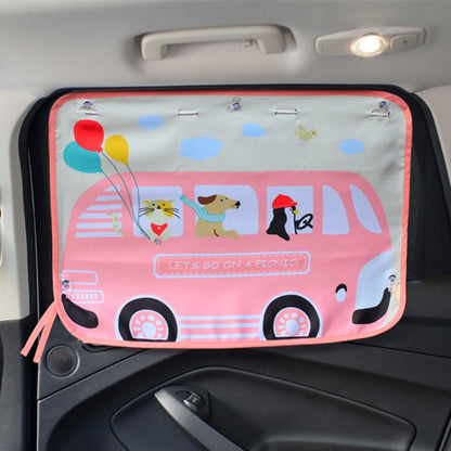 Car Large Rear Window Sunscreen Insulation Window Sunshade Cover, Size: 70*50cm, Mustache, Rocket, Little Pirate, Small Cloud, Camping, Happy Time, Pink Bus, Happy School Bus, Magic World, Moon Baby, Waterpark, House