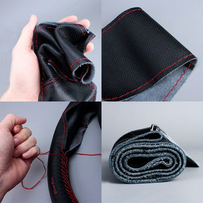 Car Universal Genuine Leather Hand-stitched Steering Wheel Cover