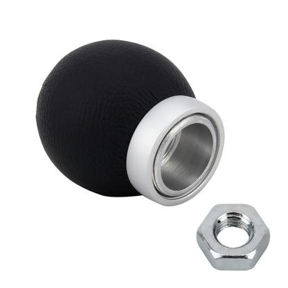 Universal Car Ball Shape Gear Shifter Lever Manual Automatic Black Leather Shift Knob Adapter, No Gear Ssign