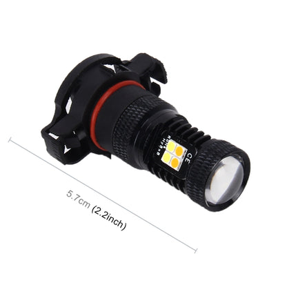 2 PCS Super Bright PSX24W DC 12V 5W 350LM Auto Car Fog Light with 16 SMD-3030 LED Bulbs Lamp, White + Yellow Light, PSX24W