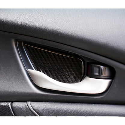 Carbon Fiber Inner Door Handle Bowl Cover Trim Decals Decorative Sticker for Honda Civic 10th Gen, Inner Door Bowl