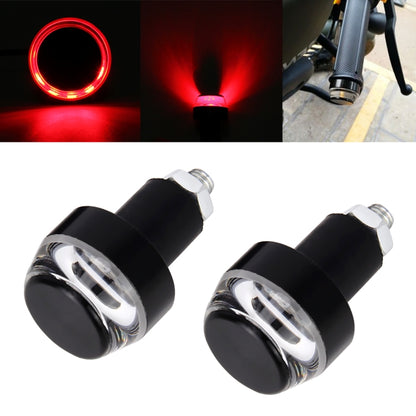 Pair Motorcycle Turn Signal Light Grip Bar Plug Strobe Side Marker End LED Handlebar Lamp, Red Light