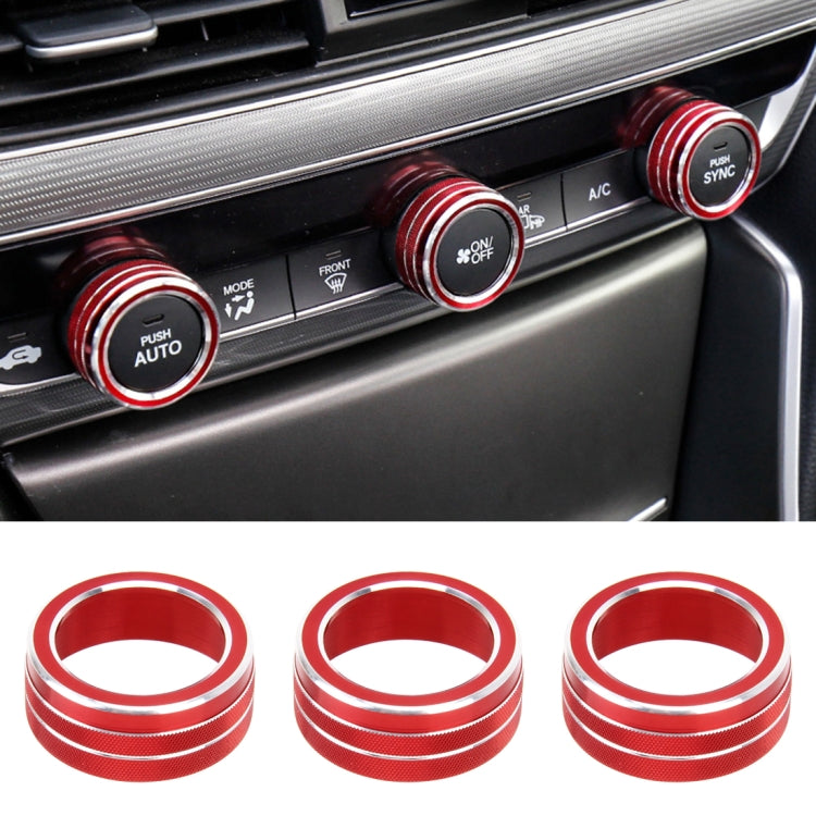 3 PCS Car Aluminum Alloy Air Conditioner Knob Case for Honda Tenth Generation Accord, For Honda Tenth Generation Accord(Red), For Honda Tenth Generation Accord(Blue)