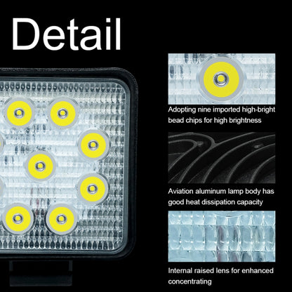6.7W White Light Square-Shaped Waterproof Car Boat Marine Work Lights Spotlight LED Bulbs, DC 9-30V, 27W