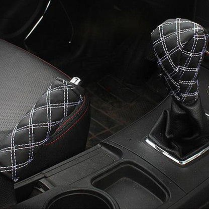2 PCS Car Hand Brake Cover Shift Knob Gear Stick Cushion Sets Cover Car Accessory Interior Decoration Pad, 2 PCS  Red, 2 PCS Red  White
