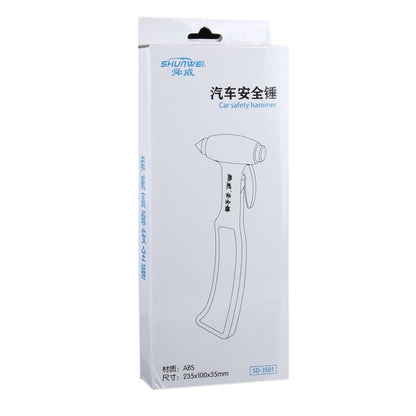 SHUNWEI SD-3501 Seat Belt Cutter Window Breaker Auto Rescue Tool Ideal Plastic Shell Car Safety Emergency Hammer with Adhesive Tape And Fixation Frame, SD-3501