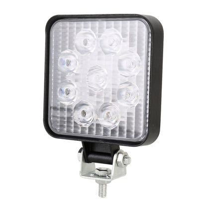DC 10-30V 27W 2500LM 6000K Waterproof Vehicle Car Boat Marine External Work Lights Emergency Lights 60 Degrees Adjustable Flood Light LED Car Bulbs with 9 Intense Wafer LED Lights, Flood Light+27W