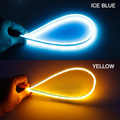 2 PCS 60cm DC12V 7.5W Ultra-thin Waterproof Car Auto Double Colors Turn Lights / Running Lights SMD-2835 LED Bulbs (Turn Lights: Yellow Light; Running Lights: Ice Blue Light), 60cm Turn Lights: Yellow Light; Running Lights: Ice Blue Light