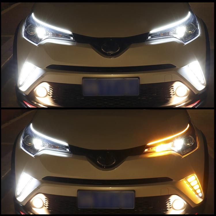 2 PCS 60cm DC12V 7.5W Ultra-thin Waterproof Car Auto Double Colors Turn Lights / Running Lights SMD-2835 LED Bulbs (Turn Lights: Yellow Light; Running Lights: Ice Blue Light), 60cm Turn Lights: Yellow Light; Running Lights: Ice Blue Light