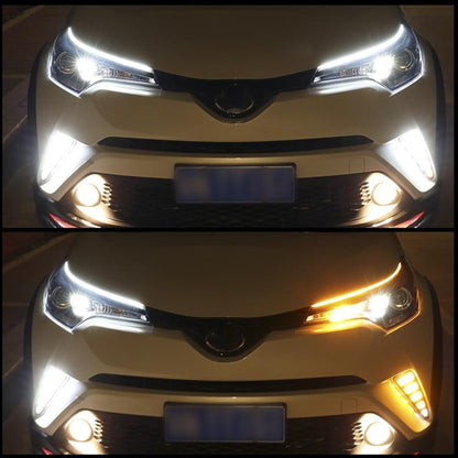 2 PCS 60cm DC12V 7.5W Ultra-thin Waterproof Car Auto Double Colors Turn Lights / Running Lights SMD-2835 LED Bulbs (Turn Lights: Yellow Light; Running Lights: Ice Blue Light), 60cm Turn Lights: Yellow Light; Running Lights: Ice Blue Light