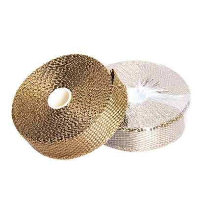 10m Titanium Gold Exhaust Wrap Auto Motor Exhaust Heat Shield Wrap Heat Resistant Wrap, 10m Titanium Gold