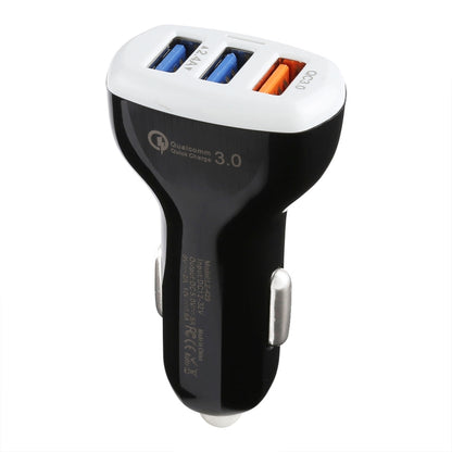 LZ-429 QC3.0 2.4A Three USB Ports Smart Quick Car Charger, LZ-429 White, LZ-429 Black