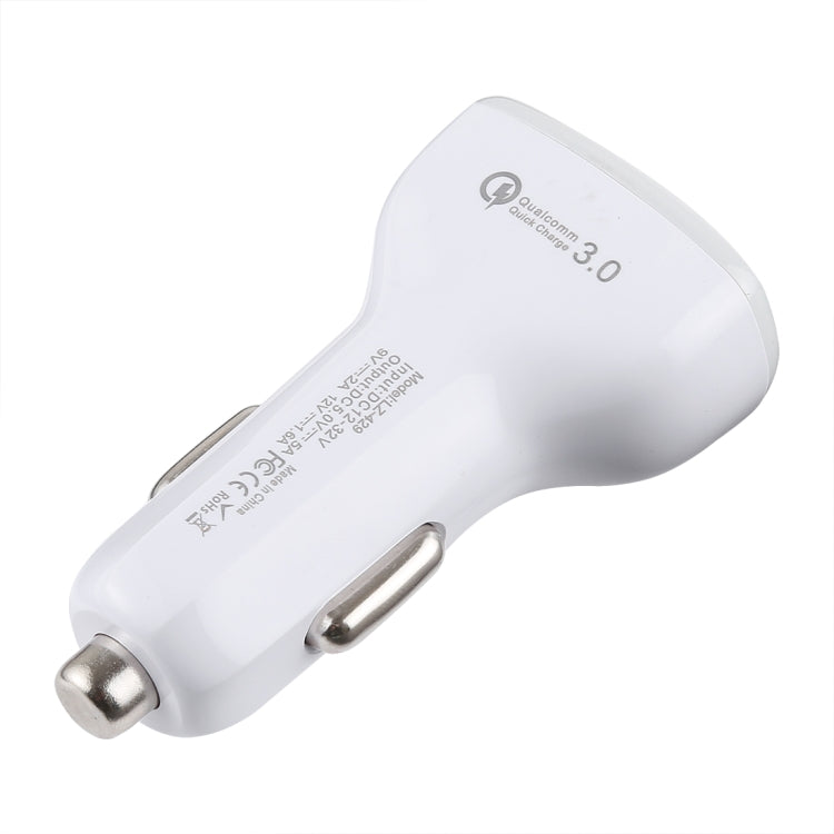 LZ-429 QC3.0 2.4A Three USB Ports Smart Quick Car Charger, LZ-429 White, LZ-429 Black