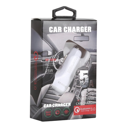 LZ-429 QC3.0 2.4A Three USB Ports Smart Quick Car Charger, LZ-429 White, LZ-429 Black