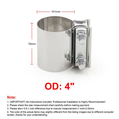 4 inch Car Turbo Exhaust Downpipe Stainless Steel Lap Joint Band Clamp, 4 inch