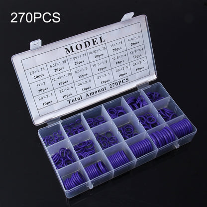 270 PCS Car Auto Vehicle 18 Sizes Assortment Kit Air Conditioning HNBR Seal O-Ring Set, 270 PCS Green, 270 PCS Purple