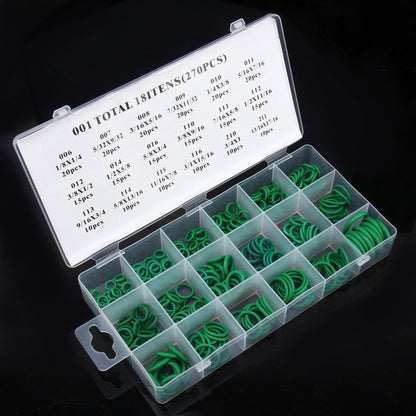 270 PCS Car Auto Vehicle 18 Sizes Assortment Kit Air Conditioning HNBR Seal O-Ring Set, 270 PCS Green, 270 PCS Purple