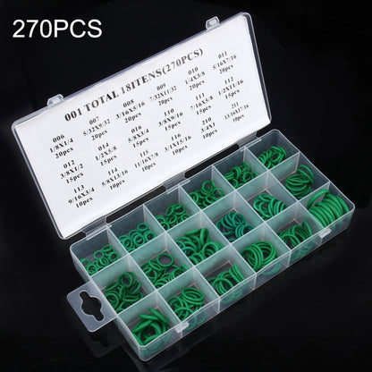 270 PCS Car Auto Vehicle 18 Sizes Assortment Kit Air Conditioning HNBR Seal O-Ring Set, 270 PCS Green, 270 PCS Purple