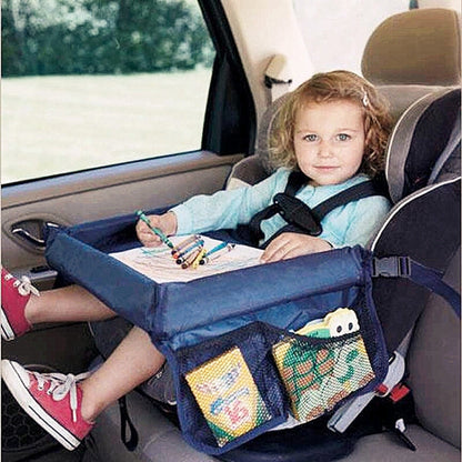 Child Console Baby Stroller Toy Stroller Organizer Baby Safety Tray Tourist Painting Holder Waterproof Dining Table Car Painting Tray, Blue