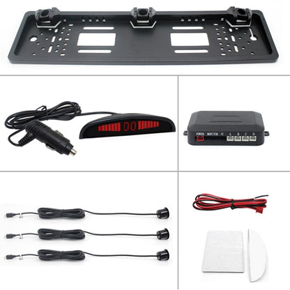 PZ300L-W Wireless Europe Car License Plate Frame Parking Sensors Reversing Radar with 3 Radar Detector, PZ300L-W