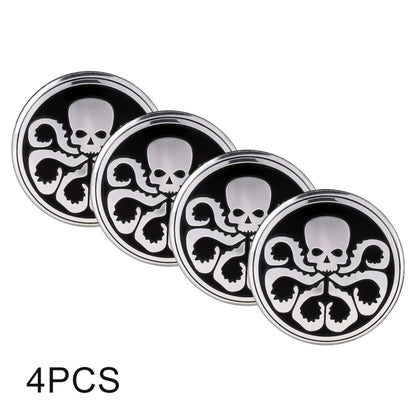 4 PCS Car-Styling Skull Pattern Wheel Hub Decorative Sticker, Diameter: 5.8cm, Skull Pattern