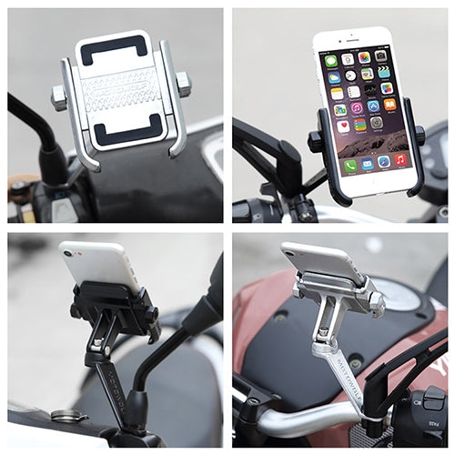 Motorcycle Rear View Mirror Aluminum Alloy Phone Bracket, Suitable for 4-6 inch Device, Rear View Mirror