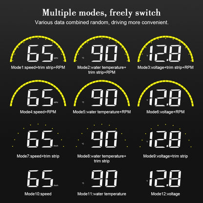 C700 2.6 inch Universal Car OBD2 HUD Vehicle-mounted Head Up Display, C700