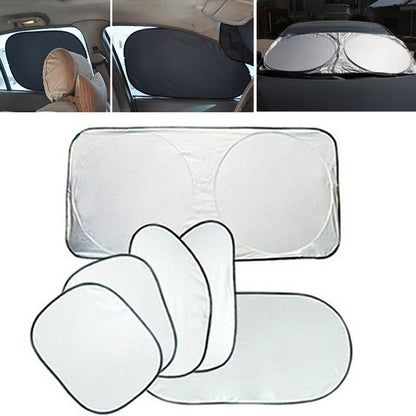 6 in 1 Summer Accessories Coated Silver Car Sun Shade Cloth Set, 6 in 1