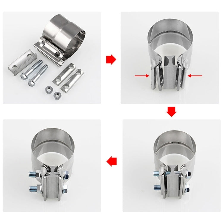 2.25 inch Car Turbo Exhaust Downpipe Stainless Steel Lap Joint Band Clamp, 2.25 inch