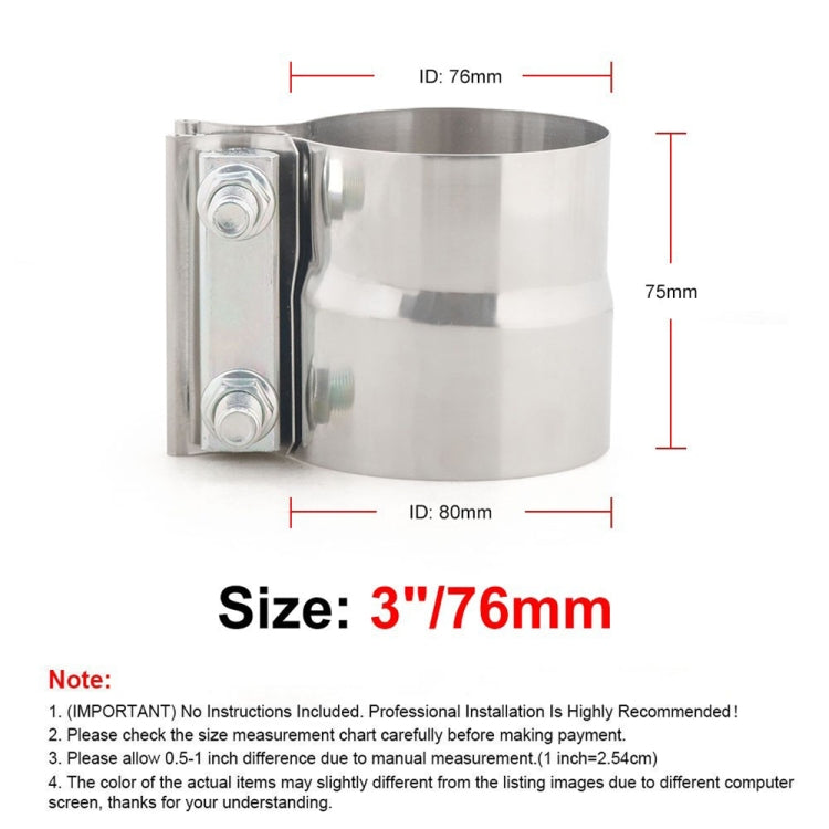 3 inch Car Turbo Exhaust Downpipe Stainless Steel Lap Joint Band Clamp, 3 inch
