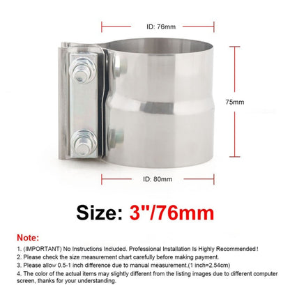 3 inch Car Turbo Exhaust Downpipe Stainless Steel Lap Joint Band Clamp, 3 inch