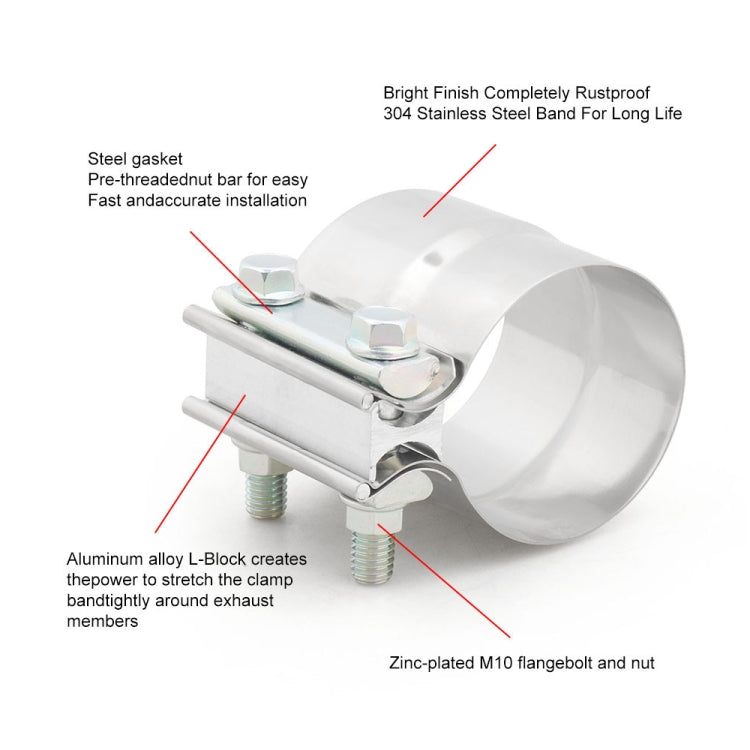 4 inch Car Turbo Exhaust Downpipe Stainless Steel Lap Joint Band Clamp, 4 inch