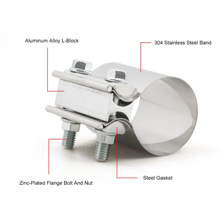 2.0 inch Car Turbo Exhaust Downpipe Stainless Steel Lap Joint Band Clamp, 2.0 inch