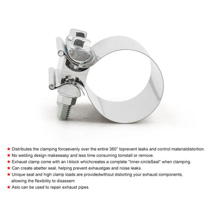 2.0 inch Car Turbo Exhaust Downpipe Stainless Steel Lap Joint Band Clamp, 2.0 inch