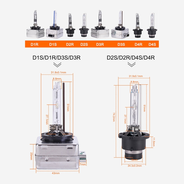 2 PCS D1R 35W 3800 LM 6000K HID Bulbs Xenon Lights Lamps, DC 12V, D1R