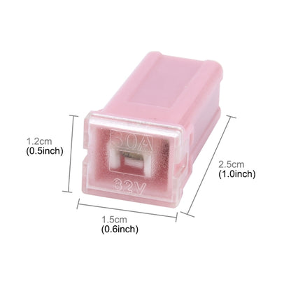 10 PCS Vehicle Car Plastic Shell Straight Female Terminal Push in Blade Cartridge PAL Fuse 30Amp 32V, 30Amp 32V