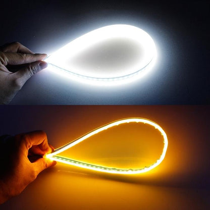 2 PCS 45cm DC12V 5W Ultra-thin Waterproof Car Auto Double Colors Turn Lights / Running Lights SMD-2835 LED Bulbs (Turn Lights: Yellow Light; Running Lights: Blue Light), 45cm Turn Lights: Yellow Light; Running Lights: White Light