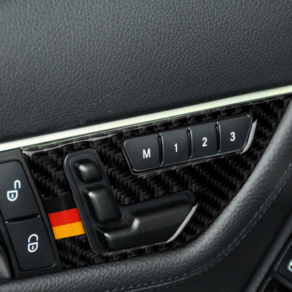 2 PCS German Flag Car Carbon Fiber Left Drive Seat Adjustment Panel Decorative Sticker for Mercedes-Benz W204 2007-2013, Left Drive Seat Adjustment (A) (German Flag)