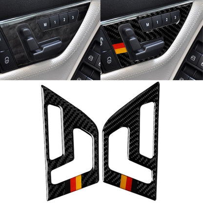 2 PCS German Flag Car Carbon Fiber Seat Adjustment Panel Decorative Sticker for Mercedes-Benz W204 2007-2013, Seat Adjustment