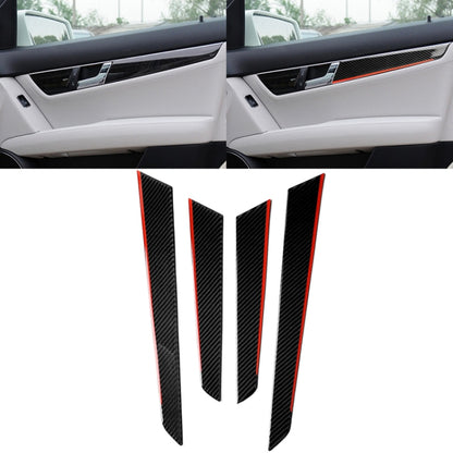 4 PCS Car Carbon Fiber Red Inner Door Panel Decorative Sticker for Mercedes-Benz W204 2007-2013, Red Inner Door Panel