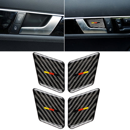 4 PCS Car German Flag Carbon Fiber Door Inner Handle Wrist Panel Decorative Sticker for Mercedes-Benz C Class 2007-2013 / E Class 2009-2016, Door Inner Handle Wrist