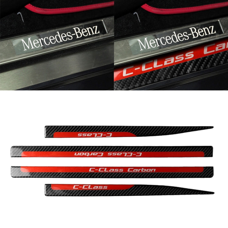 4 PCS Car Carbon Fiber Threshold Decorative Sticker for Mercedes-Benz W204 C Class 2007-2013, Threshold